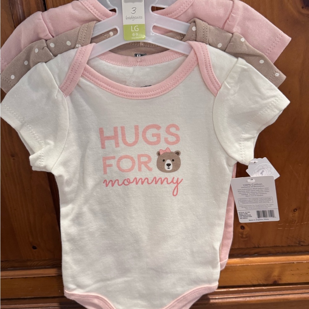 Hudson Baby Bodysuit Set in Pink, Cream, and Tan